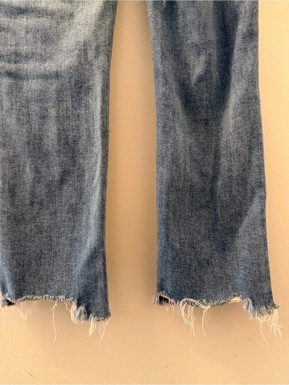 PAIGE Faded Light Blue Straight Leg Jeans with Raw Hem - Picture 8 of 8